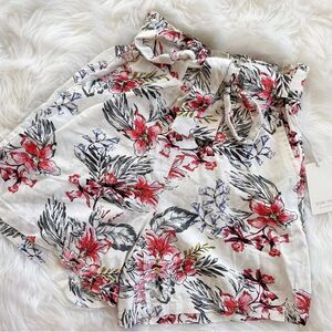 Floral Paperbag Tie Waist Pull On Shorts